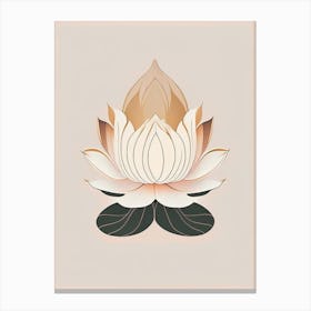 Blooming Lotus Flower In Lake Retro Minimal 3 Canvas Print