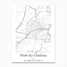 Pont Du Chateau,France Minimalist Map Canvas Print