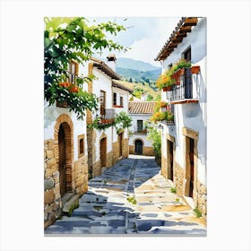 Watercolor Street In Spain 3 Canvas Print