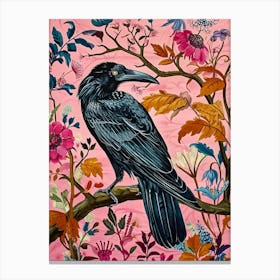 Floral Animal Painting Raven 3 Canvas Print