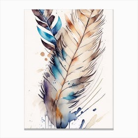 Feather And Birds Symbol Minimal Watercolour Canvas Print