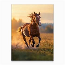 Horse Galloping At Sunset. Generated AI. Art Print Canvas Print