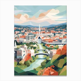 Stuttgart, Germany, Geometric Illustration 3 Canvas Print