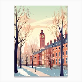 Vintage Winter Travel Illustration London United Kingdom 4 Canvas Print