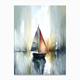 Sailboat In The Harbor Canvas Print