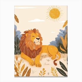 African Lion Resting In The Sun Illustration 1 Canvas Print
