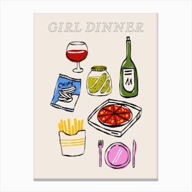 Girl Dinner - Colourful Food Canvas Print