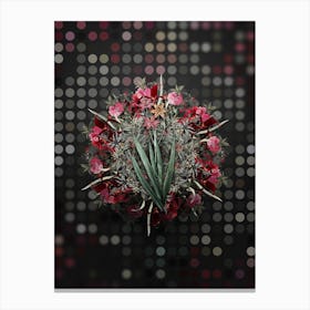 Vintage Blackberry Lily Flower Wreath on Dot Bokeh Pattern n.0095 Canvas Print