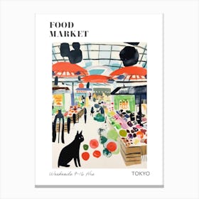 The Food Market In Tokyo 1 Illustration Poster Canvas Print