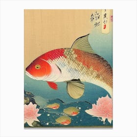 Kin Ki Utsuri Koi Fish Ukiyo E Style Japanese Canvas Print