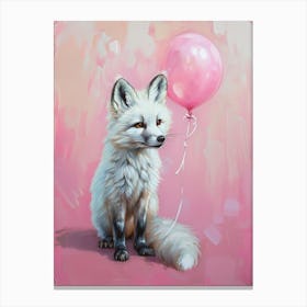 Cute Arctic Fox 1 With Balloon Canvas Print