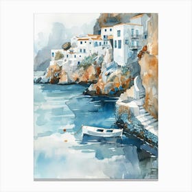 Watercolor Of A Village Canvas Print