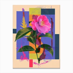 Camellia 4 Neon Flower Collage Canvas Print