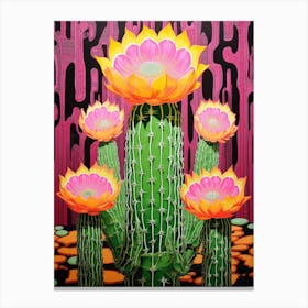 Mexican Style Cactus Illustration Notocactus Cactus 4 Canvas Print