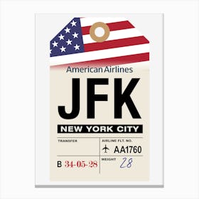 New York City (JFK) USA Vintage Airline Luggage Tag Canvas Print