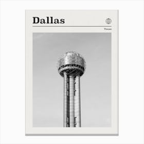 Dallas Texas Tower Black And White Canvas Print