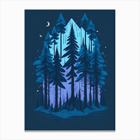 A Fantasy Forest At Night In Blue Theme 21 Canvas Print