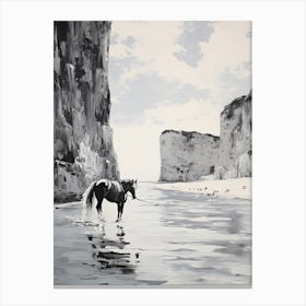 A Horse Oil Painting In Navagio Beach, Greece, Portrait 3 Canvas Print