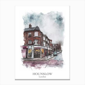 Hounslow London Borough   Street Watercolour 4 Poster Canvas Print