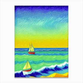 Sailboats On The Beach Canvas Print