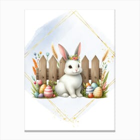 Easter Rabbit With Easter Eggs Canvas Print