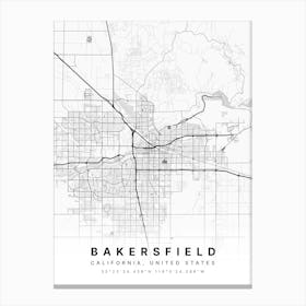 Bakersfield California USA White Map Canvas Print