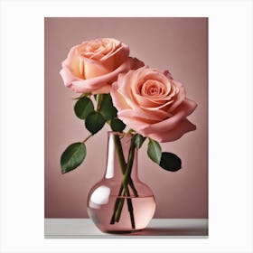 A Vase Of Pink Roses 33 Canvas Print