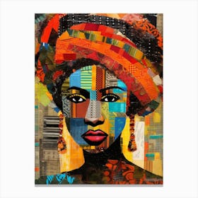 Afro Patchwork Portrait 2 Canvas Print