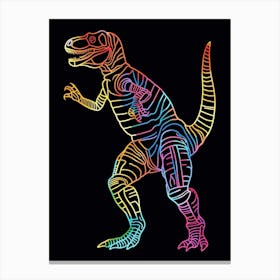 Neon Minimalist Dinosaur Line Drawing Canvas Print