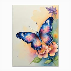 Butterfly On A Flower Art Canvas Print