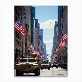 A Veterans Day Parade In The Heart Of An American City Jubilant Faces Lining The Sidewalks As Milit Canvas Print