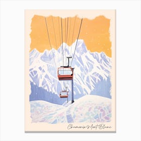 Poster Of Chamonix Mont Blanc   France, Ski Resort Pastel Colours Illustration 0 Canvas Print