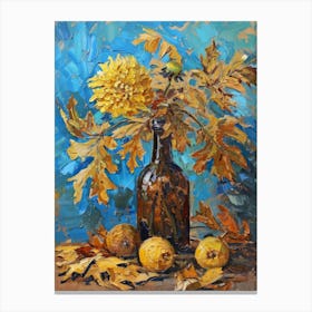 Yellow Flowers In A Bottle Canvas Print