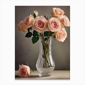 A Vase Of Pink Roses 102 Canvas Print