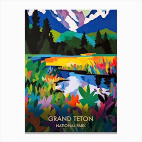 Grand Teton National Park Travel Poster Matisse Style 5 Canvas Print