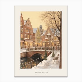Vintage Winter Poster Bruges Belgium 1 Canvas Print