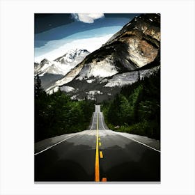 Empty Road Leading Towards Mountains Against Sky,Canada Canvas Print