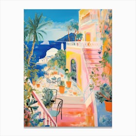 Capri   Italy Beach Club Lido Watercolour 1 Canvas Print
