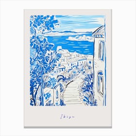 Ibiza Spain Mediterranean Blue Drawing Poster Canvas Print