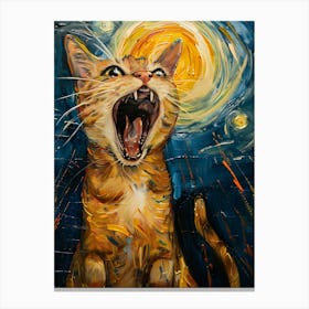 Cat With Starry Sky Canvas Print