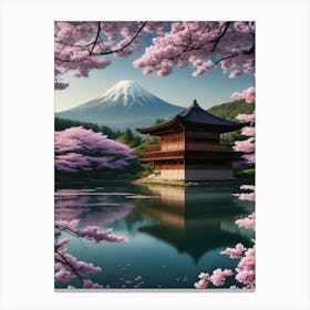 Cherry Blossoms In Spring Cherry Blossoms Mount Fuji Japan 1 Canvas Print