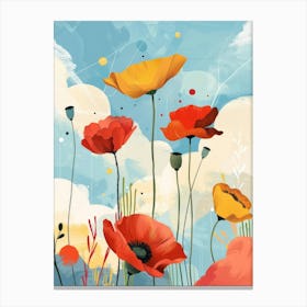 Poppies In The Sky 1 Canvas Print