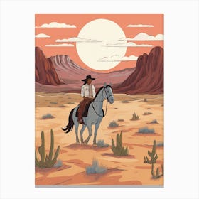 Cowgirl Riding A Horse In The Desert 5 Canvas Print
