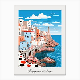 Poster Of Polignano A Mare, Italy, Illustration In The Style Of Pop Art 3 Canvas Print