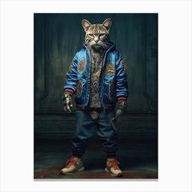 Cat In Blue Jacket 1 Canvas Print