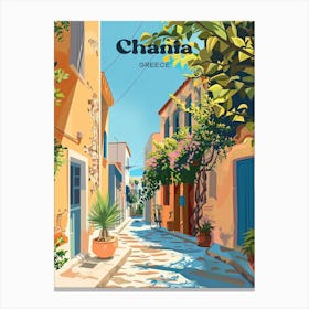 Chania Greece Street Travel Art Canvas Print