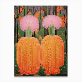Mexican Style Cactus Illustration Barrel Cactus 2 Canvas Print