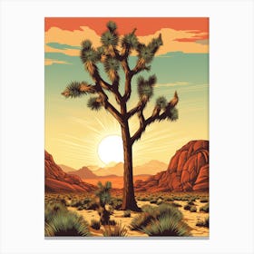  Retro Illustration Of A Joshua Tree At Dawn In Desert 4 Canvas Print
