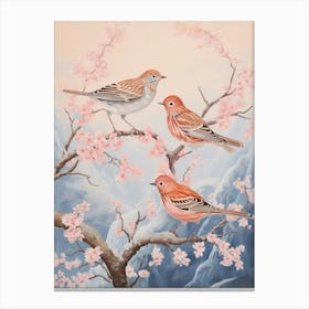 Vintage Japanese Inspired Bird Print Hermit Thrush 1 Canvas Print