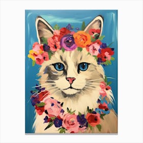 Ragdoll Cat With A Flower Crown Painting Matisse Style 3 Canvas Print